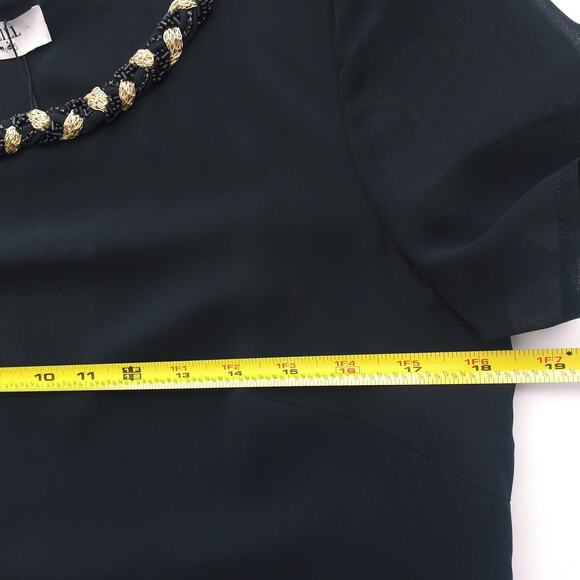 NEW Weill 38/6 Beaded Neck Top Side Zip Black Gold Elegant Evening Cocktail Luxe - Picture 9 of 10